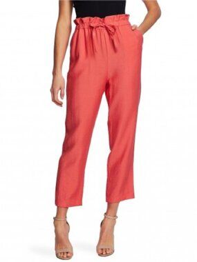 CeCe Women's Desert Floral Paper Bag Elastic Waist Pants, Bay Coral, Size XL